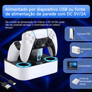 Gllai Y02 USB Base de carregamento com controlador de sensor duplo branco para PS5, compatível com PS5, PS5 PRO e PS5 Slim, desliga automaticamente após a conclusão do carregamento.
