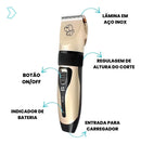 Máquina De Tosa Aparador De Pelos Profissional Para Pet Cor Dourado