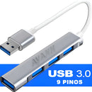 Hub Usb 4 Portas 3.0 Macbook Cabo Extensor Adaptador Mesa Computador Várias Portas 3.0 e 2.0 Pc Notebook Impressora Switch Ayann