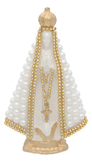 Imagem De Nossasenhora Perola Branca 15cm Com Pintura À Óleo Pérola Branca Com Centro Branco