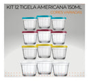 Kit 12 Tigelas De Vidro Potes Americano Congelar Tampa 150ml