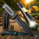 Kit Sobrevivencia Completo Com Faca + Canivete + Lanterna Preto