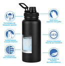 1200ml Garrafa Térmica De Pressão Cor Preto Conserva Bebidas Quentes E Frias Com Base Giratória Design Moderno ponte lar utilidades