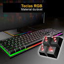Kit Teclado Semi-mecânico + Mouse Gamer 3200 Dpi + Mouse Preto