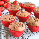 Kit 12 Formas Silicone Cupcake Forminhas Cupcake Bolo Muffin Cor Vermelho