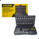 Kit Jogo Chave Catraca Canhão Ferramenta Maleta Reparar Moto Cor Prateado