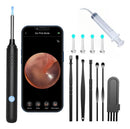 Limpador de cera ouvido pinças lanterna seringa preto Kit 9 em 1 câmera otoscópio