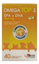 Omega Top 3 C/ 40 Cáp. Moles Saborosas 500mg P/ Cães E Gatos