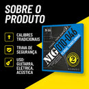Encordoamento Guitarra NIG N-64 010/046 Tradicional Níquel Alma Hexagonal 2 Jogos com Mi Extra e Palheta – Cordas Resistentes, Duráveis e com Som Brilhante e Encorpado