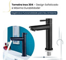 Torneira Lavatório Preta Água Fria Aço Inox  Brilhante Preto