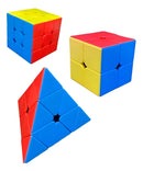 Kit 3 Cubo Mágico 2x2 3x3 e Pirâmide Profissional Puzzle Cor da estrutura Colorido MOYU