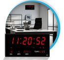Relógio De Parede Led Digital Grande 36x15cm Alarme Calendário Termômetro Recepção Hall Entrada Academia Data Hora Temperatura Dia Mês Ano Memória Bivolt 110/220 Cor Preto