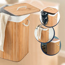 Cesto Bambu Jolitex retangular com tampa bege