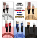 Kit 3 Cabos Carregador Rápido 3.4a Tipo C Reforçado 2 Metros Cada Android Celular Tablet