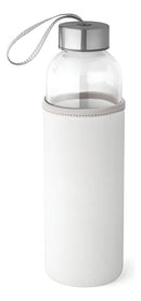 Squeeze Garrafa Garrafinha De Vidro Com Luva Em Neo Branco