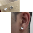 Brinco Masculino De Prata Pura 925 Diamante Sintético 7mm Cor Prateado