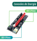 Adaptador Placa Video Pci-express 1 X Slot 16x Usb 3.0 Sata Cor Vermelho