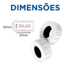 10 Rolos Etiqueta M14 Tarjada Etiquetadora Fixxar Bedo Cor Branco