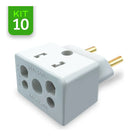 Kit 10 Adaptadores Tomada Universal Bob Esponja 10a/20a Pino Fino 3p Tipo T Ideal Para Casa, Escritório Ou Viagens