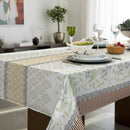 Toalha De Mesa 6 Lugares Retangular Rústica Lux Floral branco