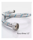 Engate Mangueira Flexível P/ Torneiras Monocomando 60cm Par Prateado Aço Inox