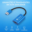 Placa de Captura de Vídeo Externa Bahrein HDMI USB 3.0 4K 30fps 1080p 60fps para Streaming e Gravação