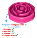 Comedor Cachorro Grande Interativo Lento Pote Ração Água Tigela Cor Rosa