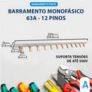 Kit 1un Barramento Pente Monopolar 12 Polos - 63a