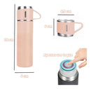 Garrafa Térmica Com Xícaras Inox Vacuum Flask Set Água Café Cor Rosa Tche Amo