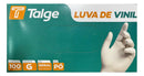 Luva Vinil Sem Pó Talge Descartável 100 Unids - Tam: P/m/g Com pó Não Cor Transparente Tamanho Talge G