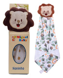 Naninha Para Bebe Bichinhos Com Porta Chupe Leão Marrom