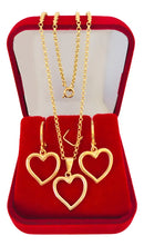 Conjunto Corações Vazado Brinco E Colar Folheado A Ouro 18k Cor Dourado
