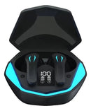 Fone de ouvido in-ear gamer sem fio Kapbom Gamer KA-790 KA790 preto com luz azul-turquesa LED