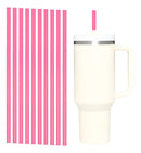 Kit 10 Canudos Plástico Rígido Reutilizável 31cm Extra La Pink