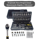 Kit Chaves Canhão Catraca Reversível Soquetes Profissional