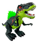 Tiranossauro Rex Brinquedo Solta Fumaça Anda Emite Luz E Som Cor Preto-Verde Personagem Dinossauro