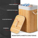 Cesto Bambu Jolitex retangular com tampa bege