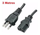 Cabo de Alimentação Energia Tripolar Fonte Pc Reforçado 3 Metros Longo Grande Monitor Tv
