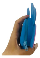 Mini Bolsinha Porta Treco Moedas Lilo Stitch Silicone Cor Azul Desenho Do Tecido Coelho
