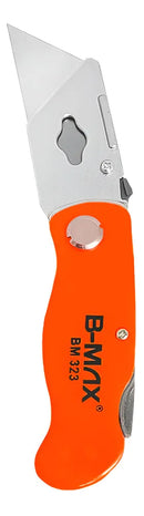 B-Max BM323 Estilete Compacto Dobrável 5 Lâminas Afiado Canivete Laranja