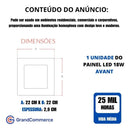 1x Painel Plafon Sobrepor Quadrado Led 18w Ps Avant 6500k Estrutura Branco