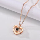 Colar De Coração Eu Te Amo Projeção 100 Idiomas Rose Gold