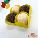 100 Forminhas Doces Porta Forminha 4 Pétalas Briga Amarela