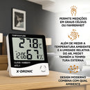 Termo-higrômetro Umidade Relógio Temperatura Sensor Interno X-Dronic