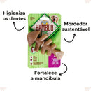 Truqys Pets Mordedor Osso Resistente Maciço Bamboo Peixe Aroma Bacon Cor Marrom