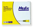 Agulha Hipodérmica Descartável 13X0,30mm Amarela Caixa C/ 100 Unidades Medix