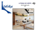Ventilador de teto Ventex Yris Silencioso, Ventilador de Teto com 3 pás de Madeira MDF preto estrutura preto, 1.015m de diâmetro