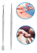 Kit 1 Espatula + 1 Palito Cutícula Aço Inox Ponta Dupla De Unha Manicure Pedicure