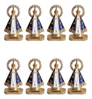 Kit 4 Imagem Santinha Aparecida Para Carro Strass Metal Mini Dourado/azul