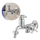 Torneira Maquina Tanque Cromada Duas Saidas Abs 1/4 De Volta Prateada